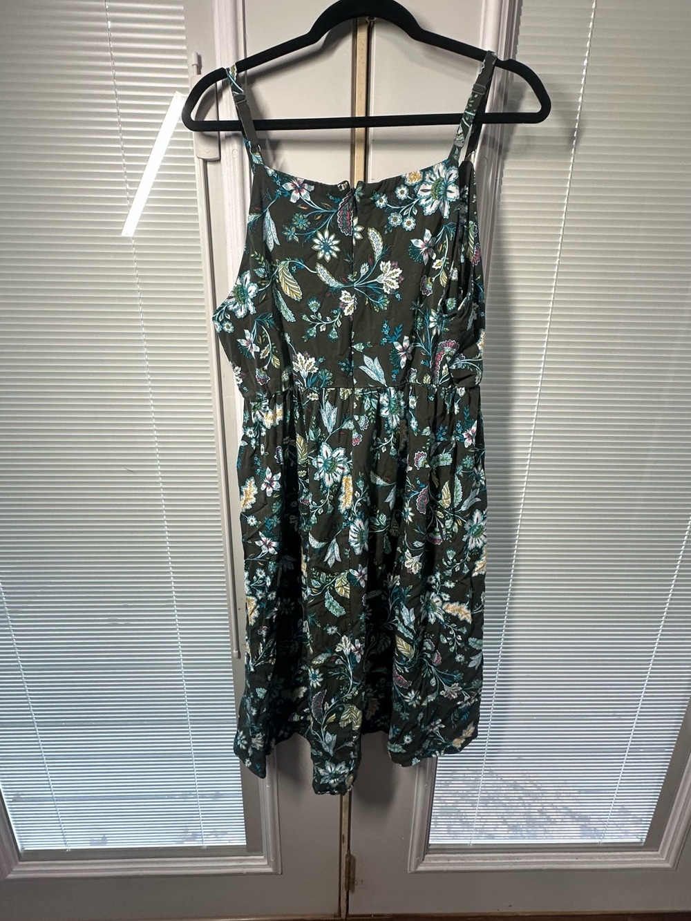 Green Floral Spaghetti-Strap Mini Dress